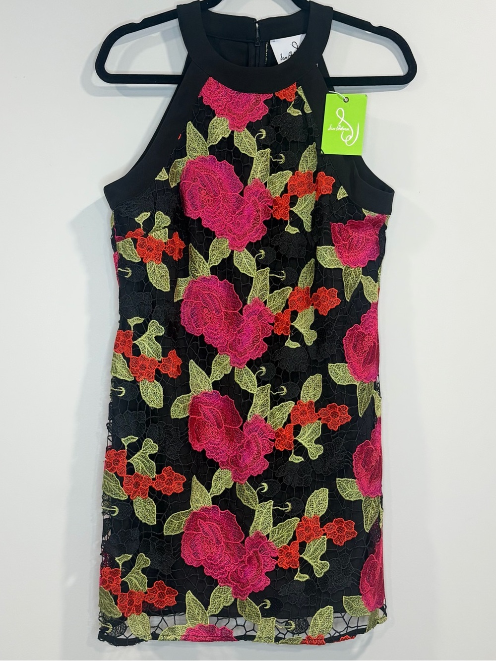Sam Edelman Black Cherry Floral Embroidery  Lined Minidress Sz 8 MSRP $158 NWT